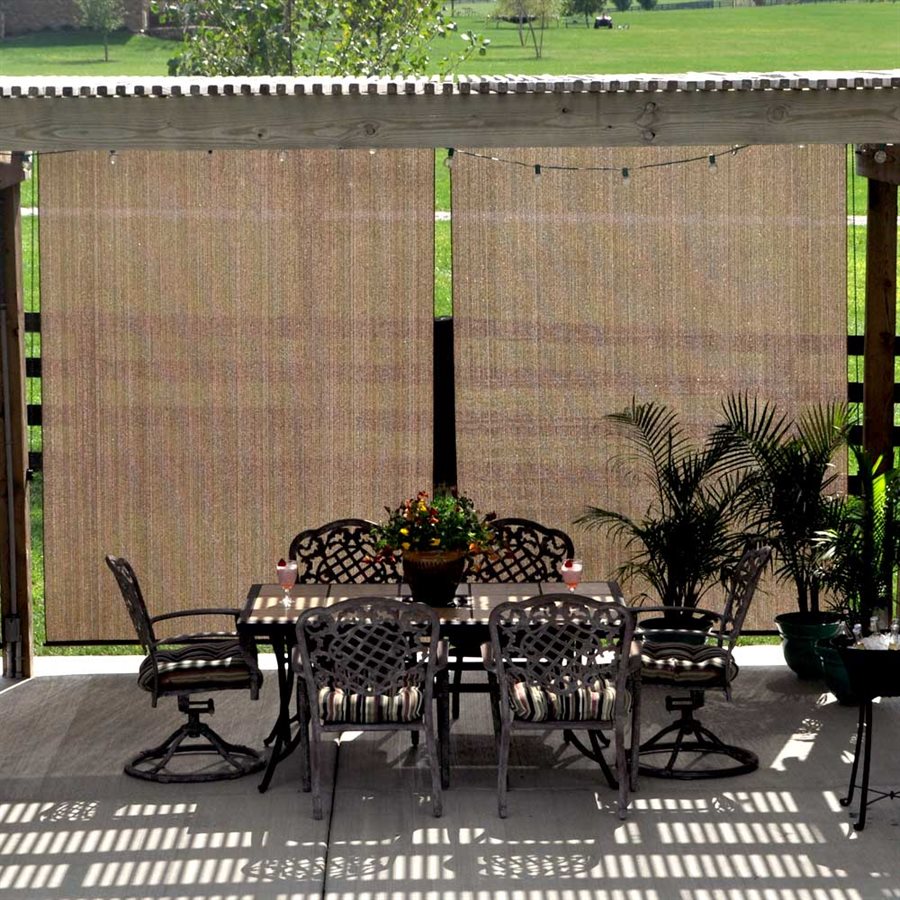 VICLLAX Outdoor Roller Shade No Valance Patio Blinds Roll Up Shade Mocha 7' W X 8' L 