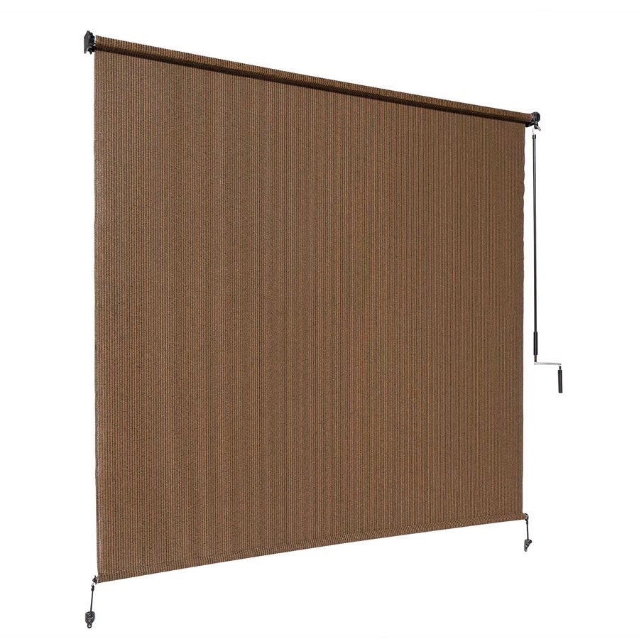 No Valance 7' W X 8' L Mocha VICLLAX Outdoor Roller Shade Patio Blinds Roll Up Shade 